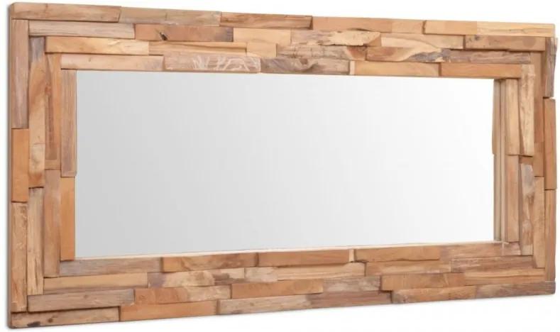 Dekoratív és téglalap-alakú tükör tíkfából 120 x 60 cm