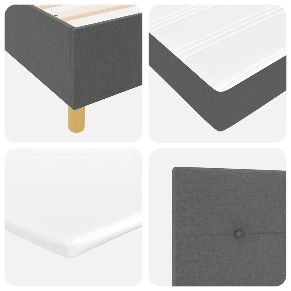 Boxspring Ágy Matrac LED-del Sötétszürke 180x200 cm Szövet