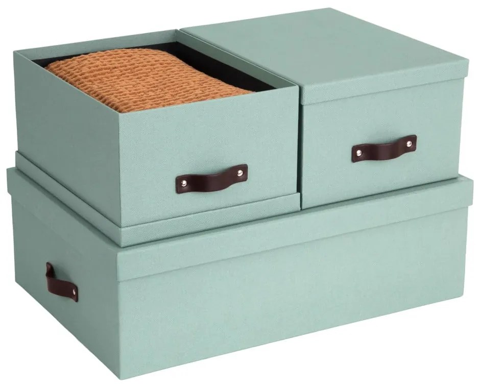 Mentazöld fedeles karton tárolódoboz szett 3 db-os 31x47x15 cm Inge – Bigso Box of Sweden