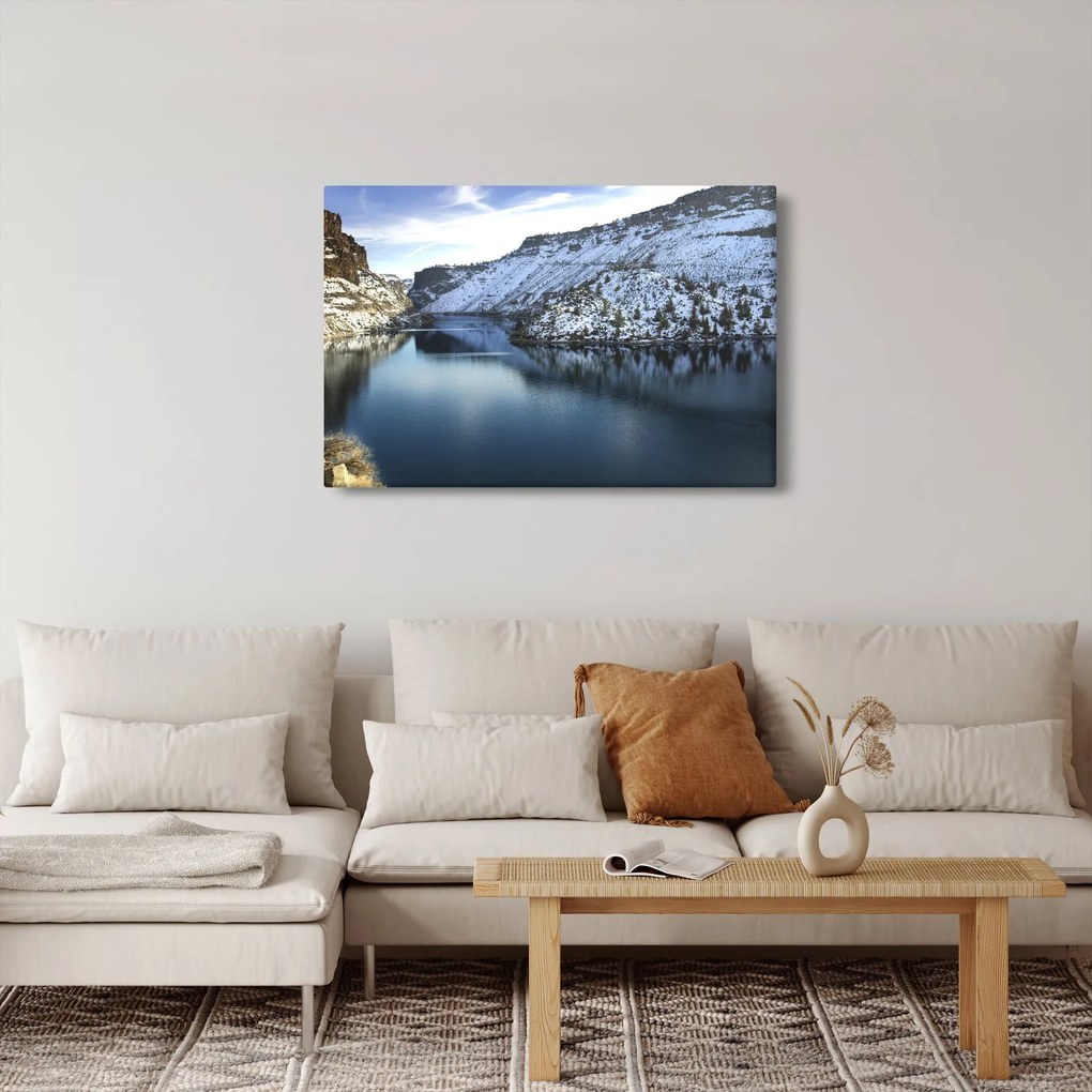 Kép - téli táj tóval (90x60 cm)