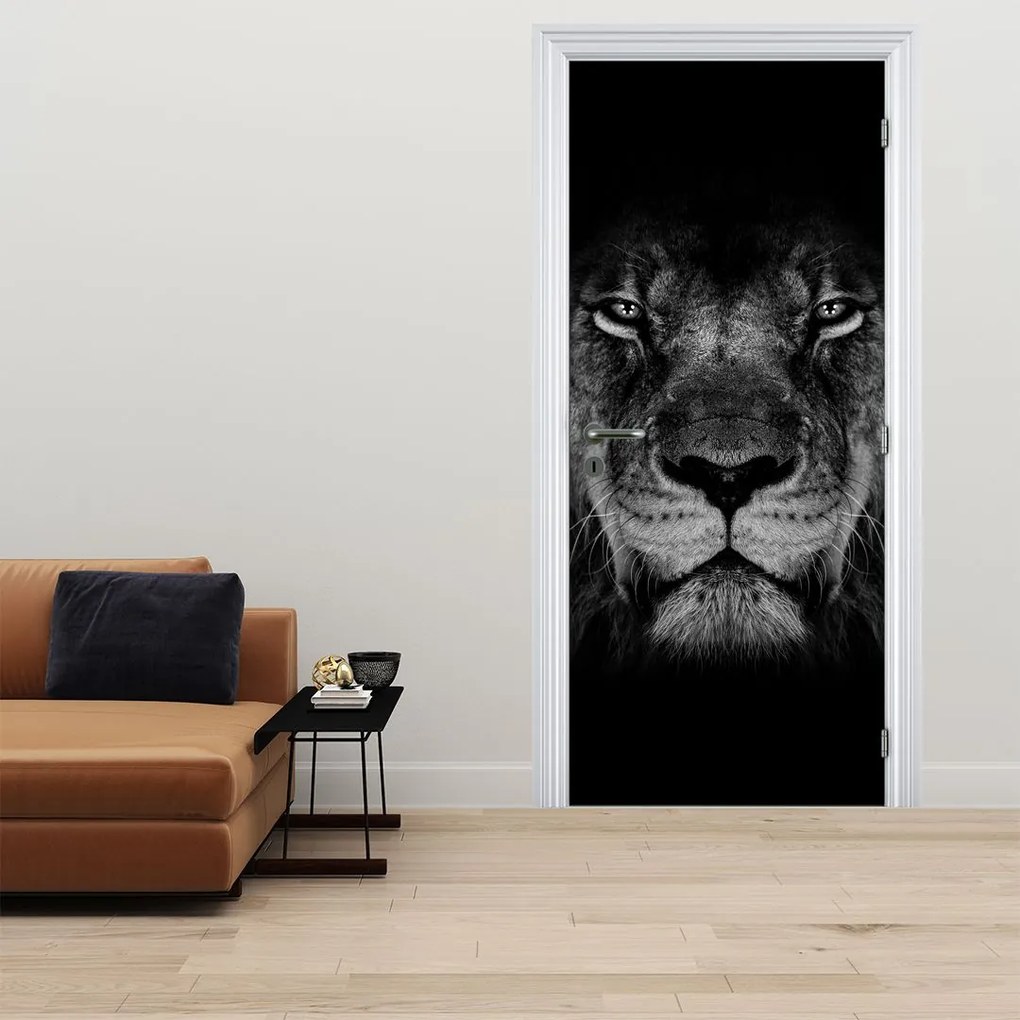 Fotótapéta ajtóra - Oroszlán és őfelsége (95x205cm)