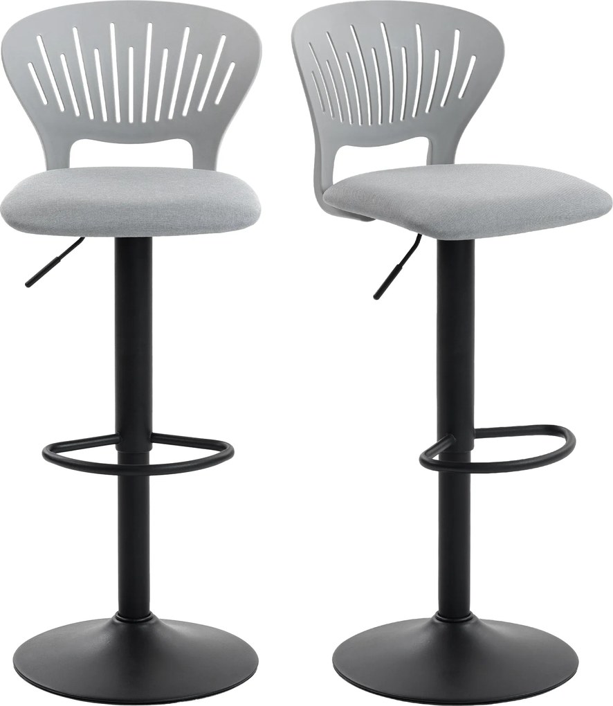 HOMCOM 2 db 360° forgatható pultszék, magasságban állítható 84–105 cm, szellőző háttámla, lábtartó, szürke | Aosom