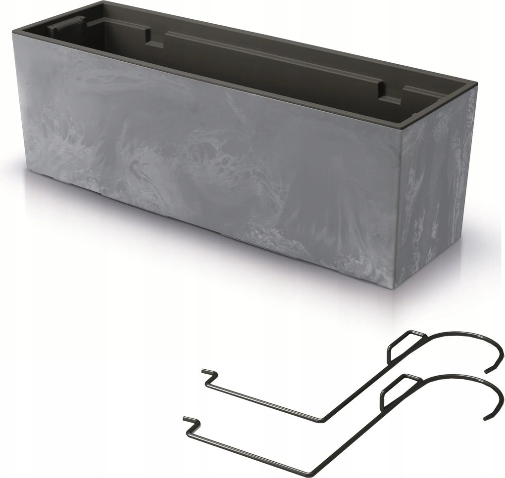 Erkély virágtartó láda fogantyúkkal 58x19cm szürke