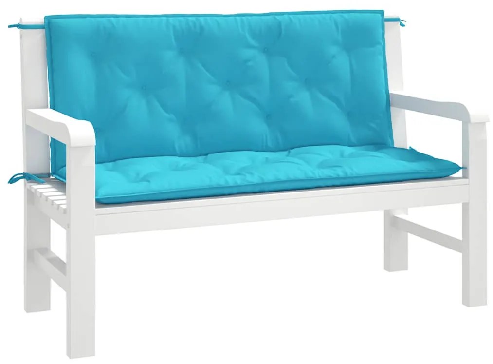 2 db türkizkék szövet kerti padpárna 120 x 50 x 7 cm