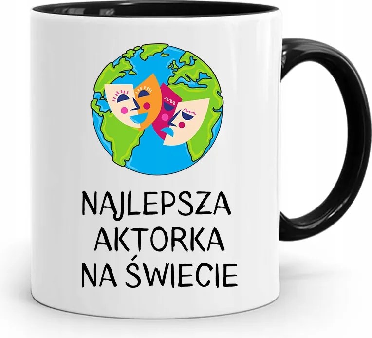 Színésznőnek Bögre Fekete Születésnapi Ajándék fényképes nyomtatással