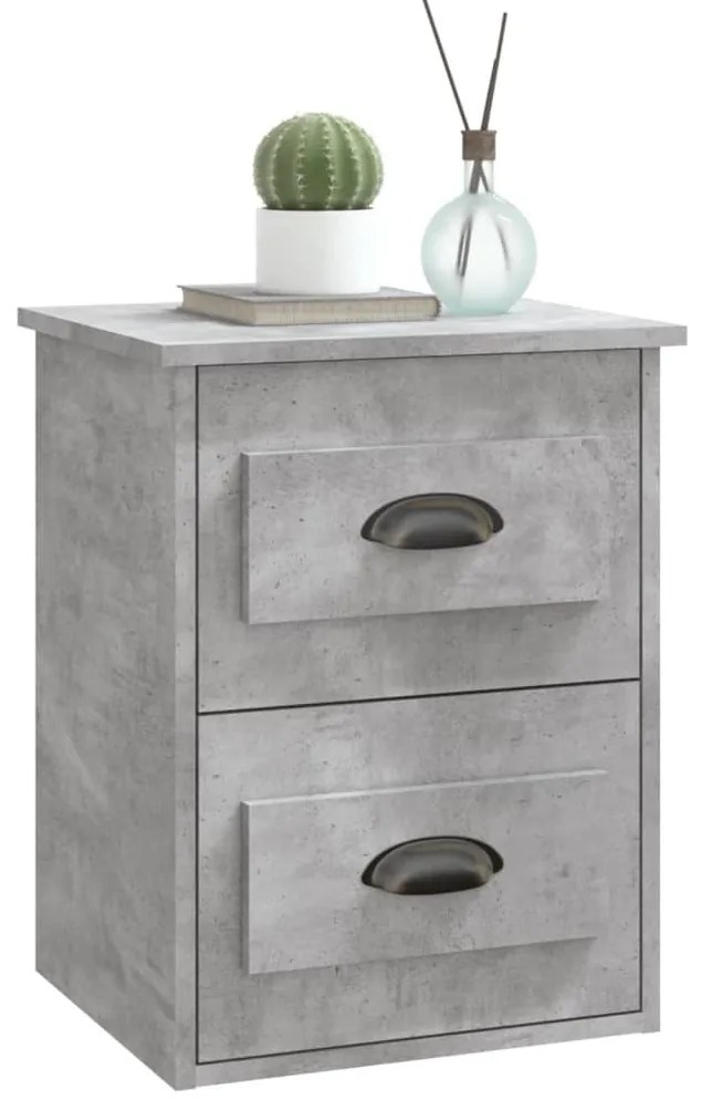 2 db betonszürke falra szerelhető éjjeliszekrény 41,5x36x53 cm