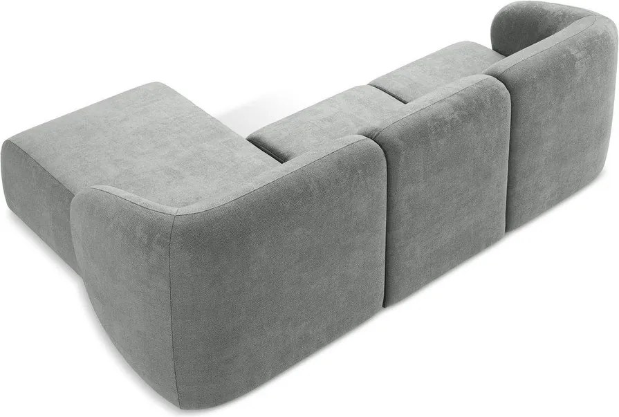 Szürke zsenília sarokkanapé (jobb oldali-heverő résszel) Lani – Makamii