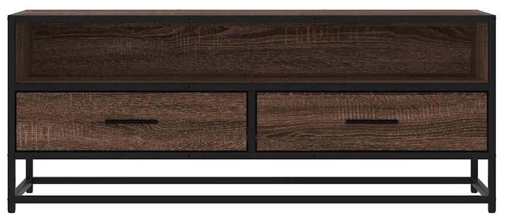 barna tölgy színű szerelt fa és fém TV-szekrény 100x34,5x40 cm
