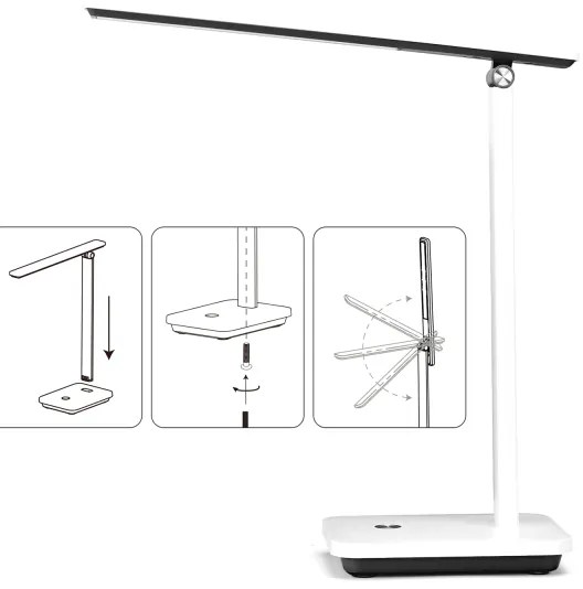 Aigostar-LED  Dimmelhető tölthető asztali lámpa LED/5W/5V 3000-6500K fehér/fekete