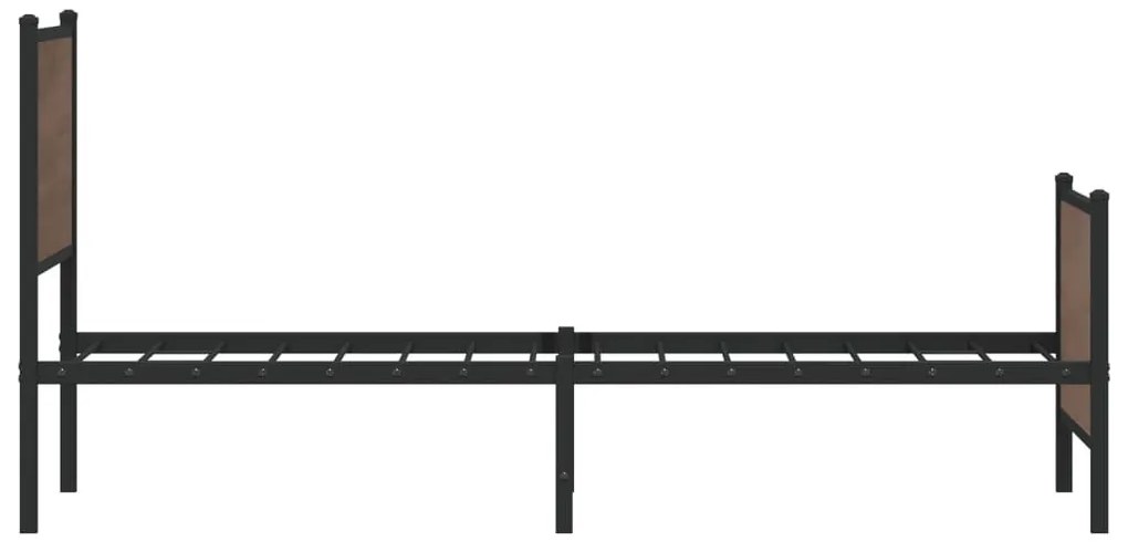 barna tölgy színű fém ágykeret matrac nélkül 100 x 200 cm