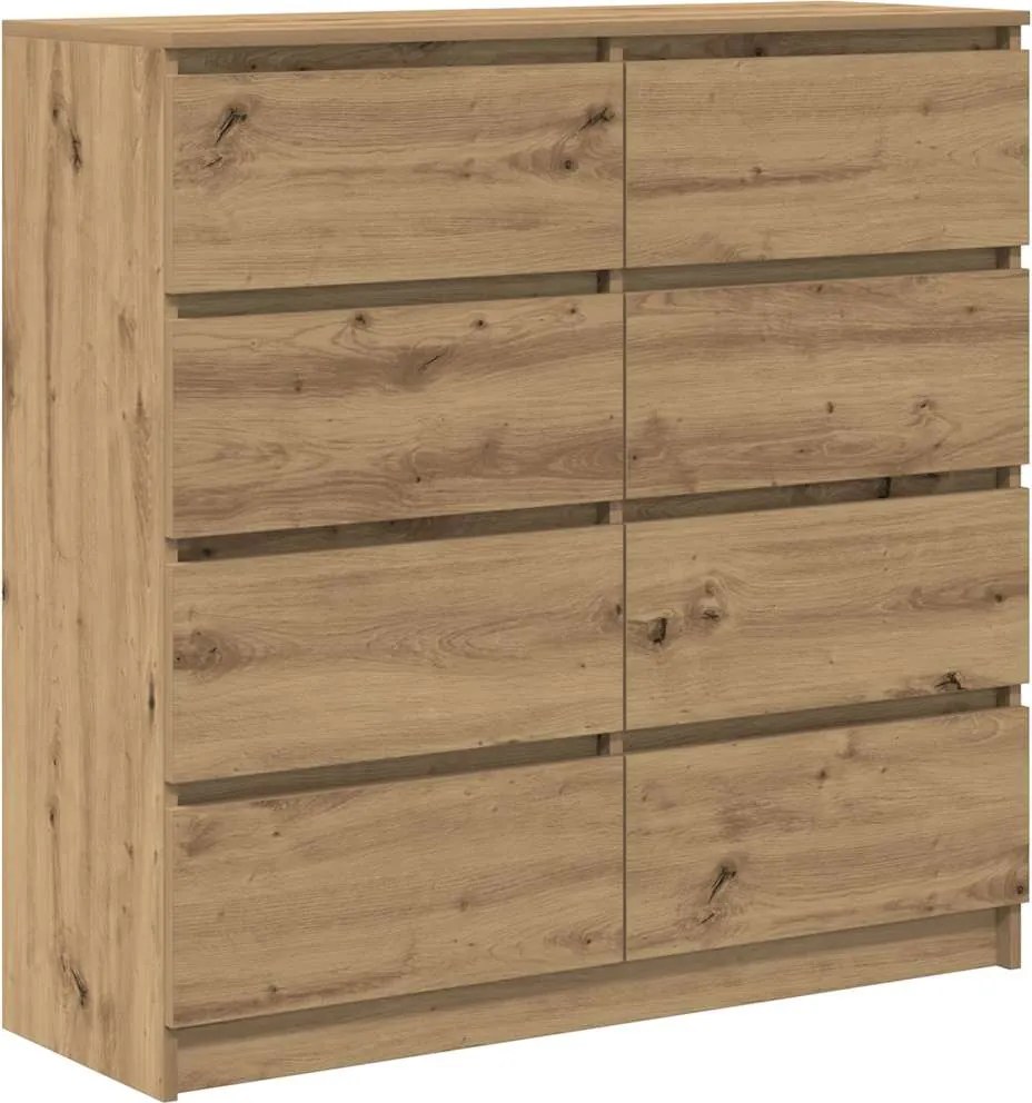 vidaXL kézműves tölgy színű szerelt fa tálalószekrény 100x35x99 cm