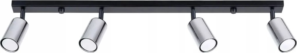 Mennyezeti spot fekete négyes Led króm GU10 10W Winx Sollux Lighting