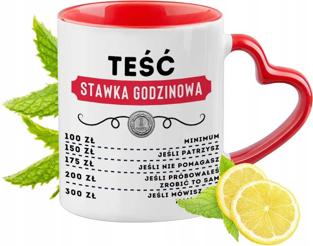 Apósnak Piros Bögre Szív Alakú Füllel Ajándék