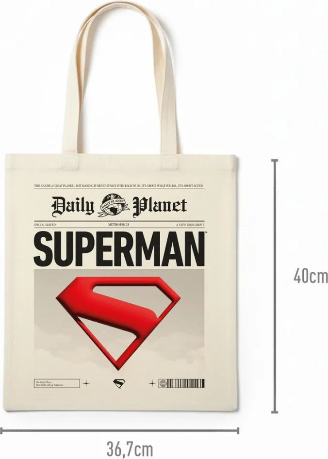 Superman Daily Planet shopping bag, bevásárlótáska 40 cm