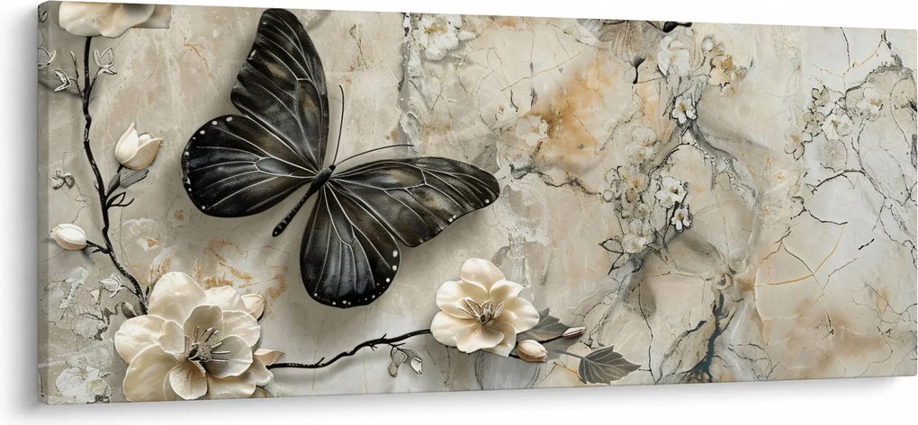 Kép - Márvány háttér pillangókkal (120x50 cm)