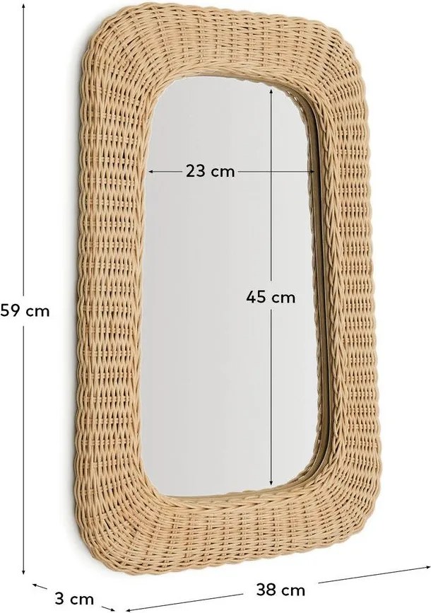 Fali tükör rattan kerettel 38x59 cm Zilna – Kave Home