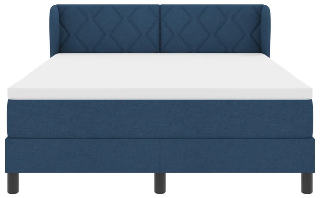 Boxspring Ágy Mattal Kék 140x190 cm Szövet