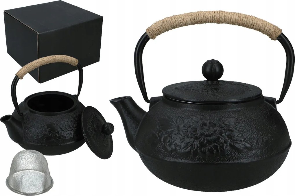 Öntöttvas teáskanna zománcozott betéttel