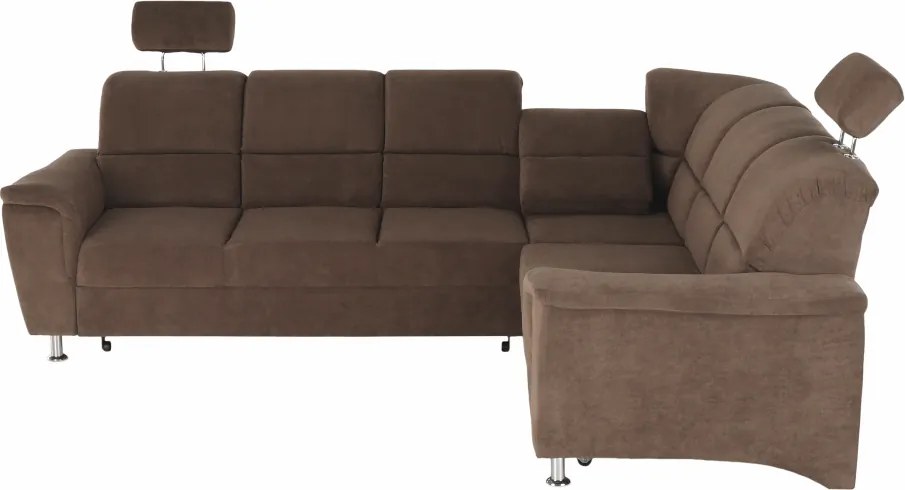 Kinyitható ülőgarnitúra, barna szövet, jobbos, SANTIAGO