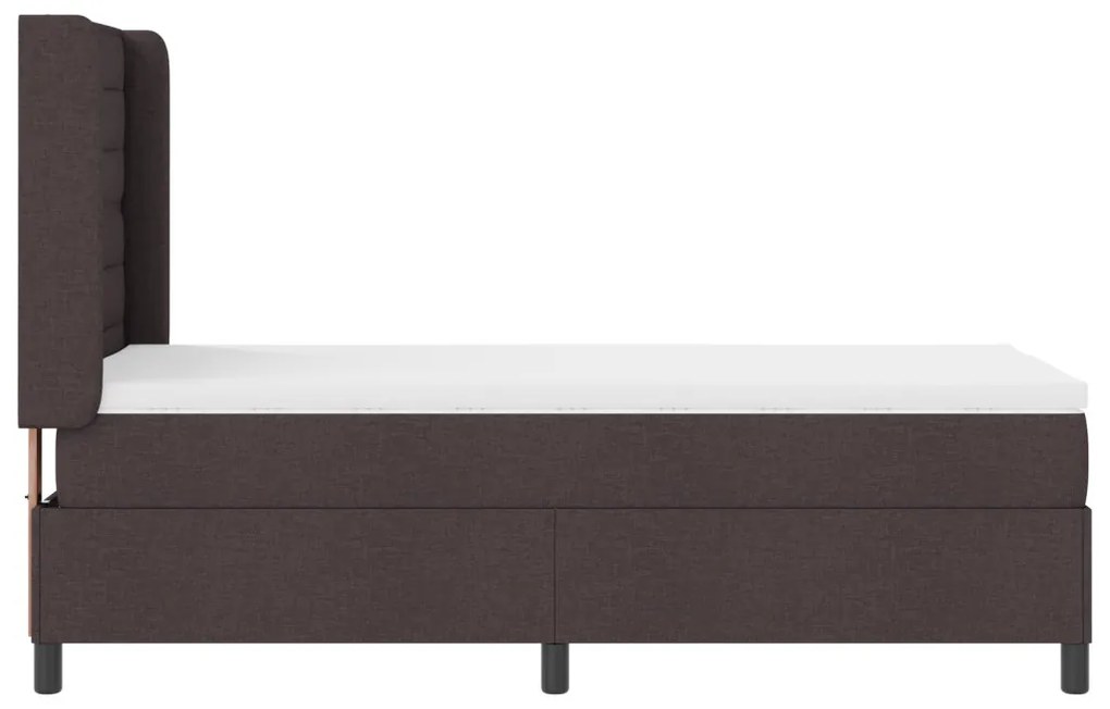 Boxspring Ágy Matrac és LED Sötétbarna 90x200 cm Szövet