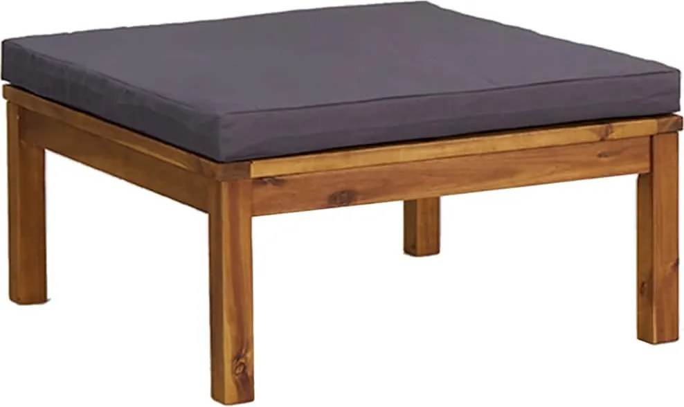 vidaXL tömör akácfa lábtartó sötétszürke párnával