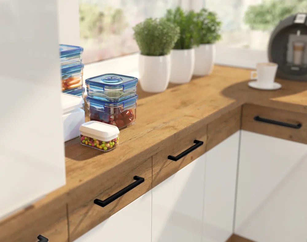 Magas szekrény beépített sütőnek, lancelot tölgy/ fehér extra magas fényű HG, VEGA 60 DP-210 2F