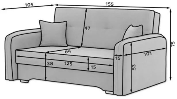 Kihajtható 2-személyes kanapé LAINE, barna
