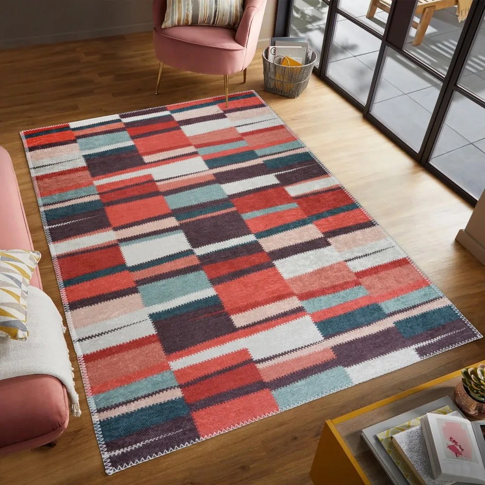 Piros mosható futószőnyeg 80x200 cm Blocks of Fun – Vitaus