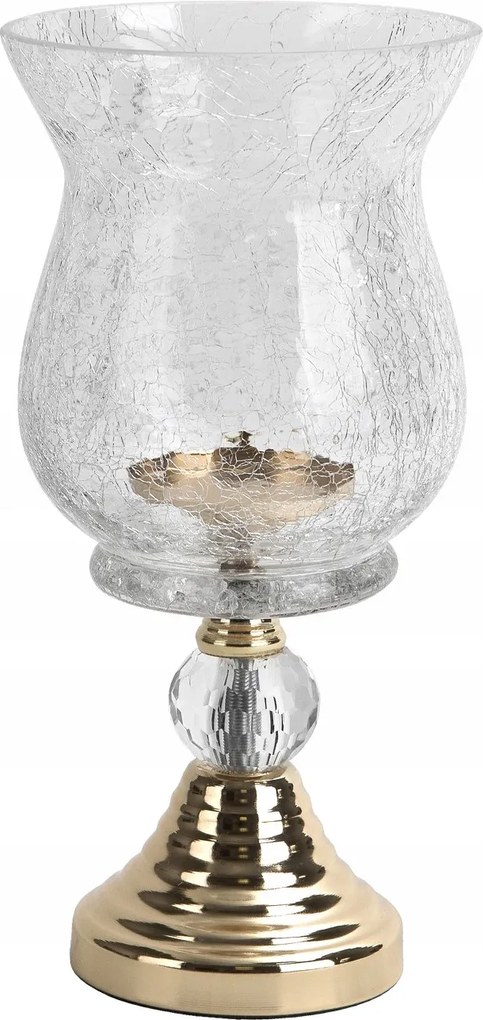 Üveg gyertyatartó 13x13x25,5 cm arany átlátszó