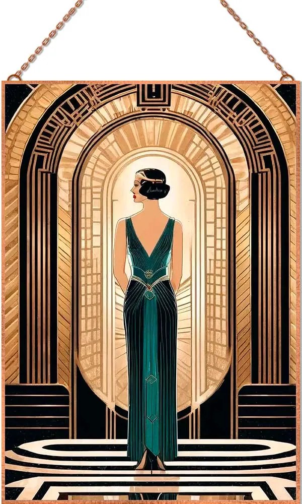 Art Deco lady 7 üvegkép, falikép
