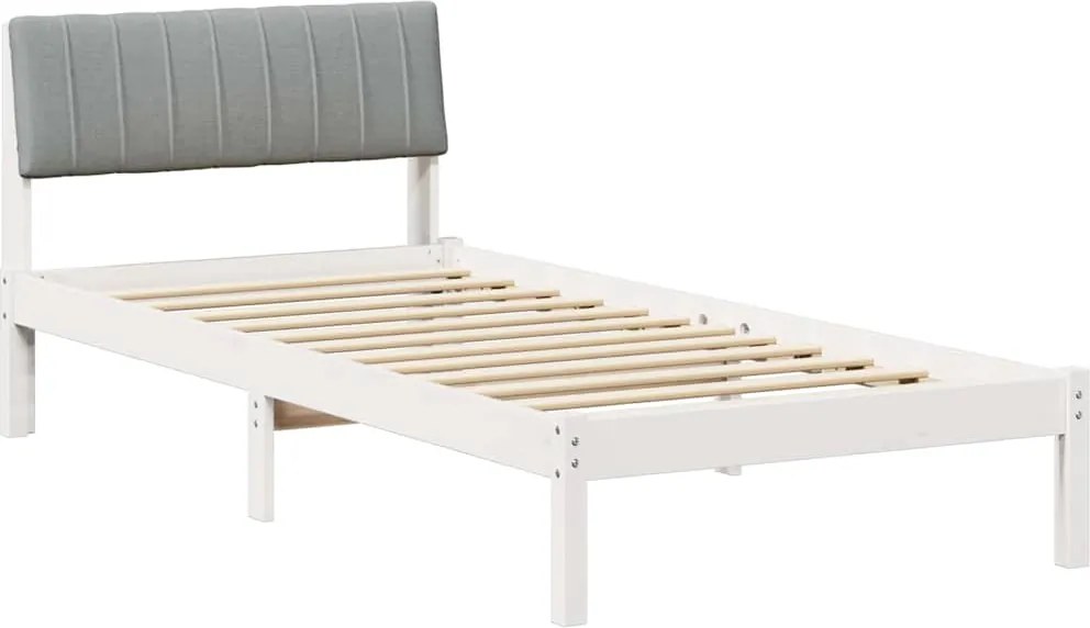 vidaXL Ágykeret Fehér és világosszürke 90 x 200 cm Tömör fenyőfa