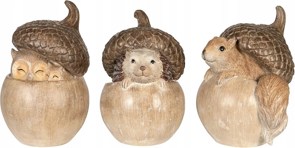 Őszi Figura Halloween Bagoly Mókus Sündisznó Makk Dekoráció Szett