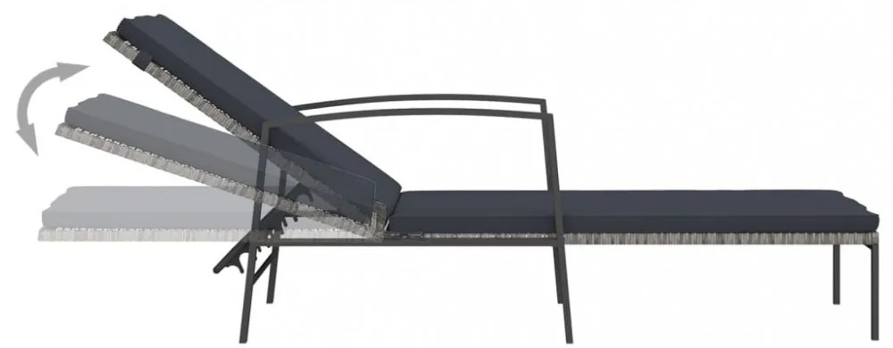 2 db szürke polyrattan napozóágy asztallal