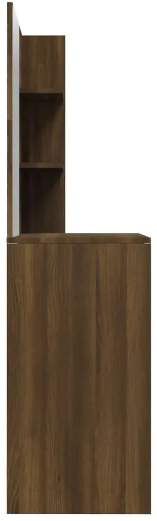 barna tölgyszínű fésülködőasztal tükörrel 74,5 x 40 x 141 cm
