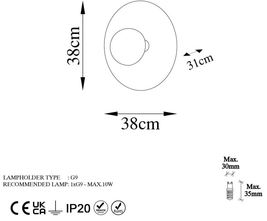 Rézszínű fali lámpa ø 38 cm Kurt – Opviq lights