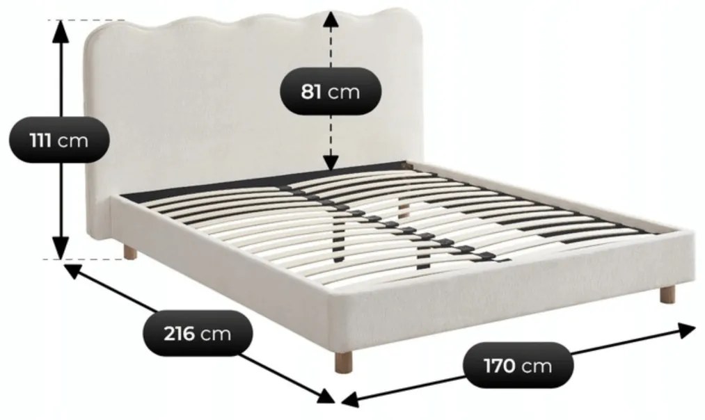Łóżko 160x200 IZMIR Kremowe