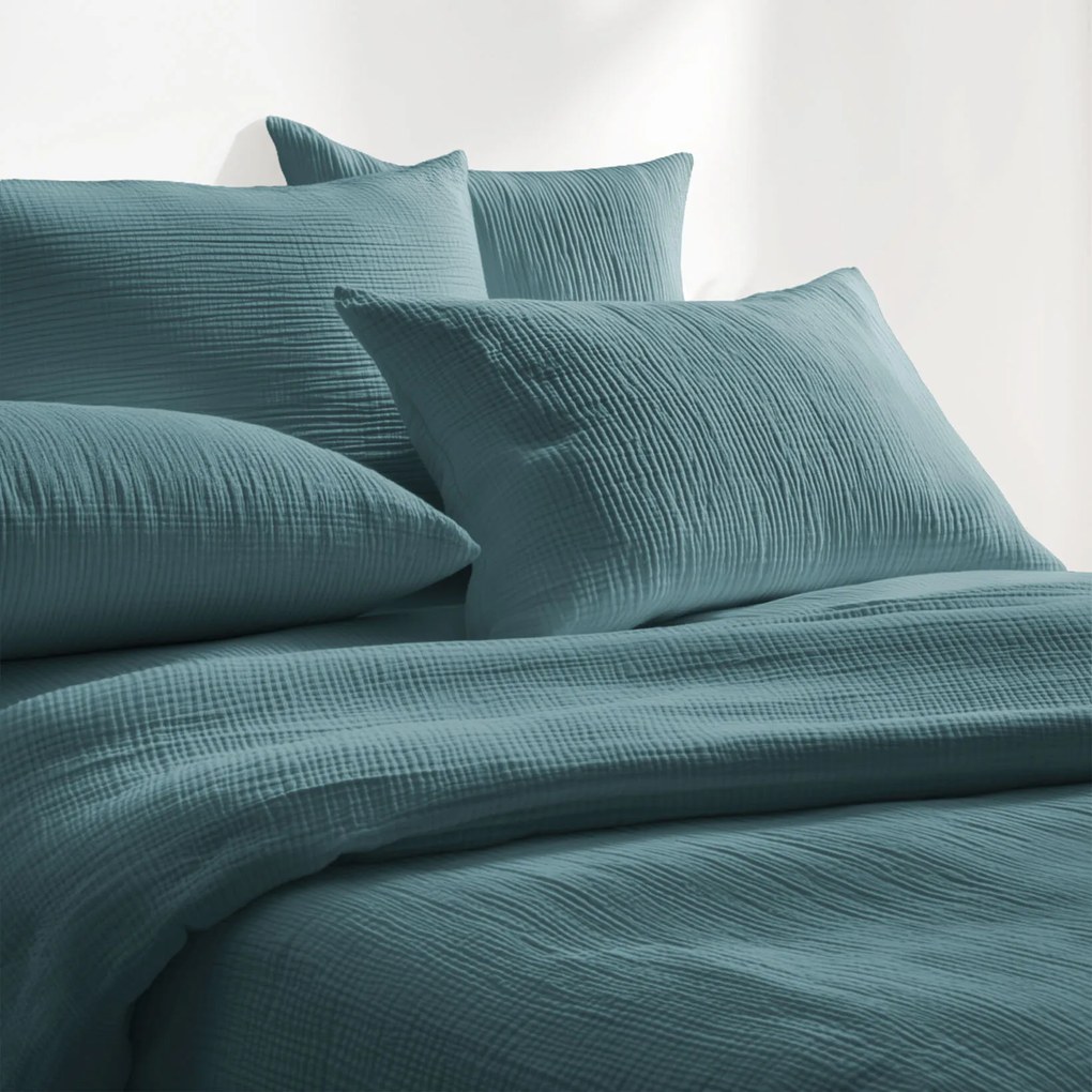 Goldea muszlin ágyneműhuzat – petrolkék 150 x 200 és 50 x 60 cm