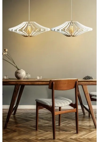 KÉSZLET 2x Csillár zsinóron 1xE27/60W/230V fehér átm. 47 cm