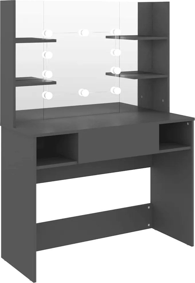 vidaXL szürke LED-es MDF sminkasztal 100 x 40 x 135 cm