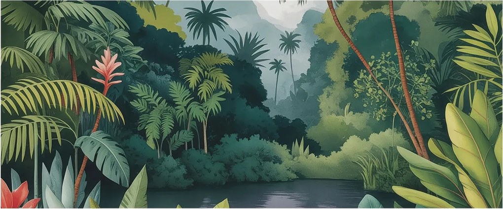 Flizelin tapéta Divatos 3D fali egzotikus táj 250x104 Ragasztóval