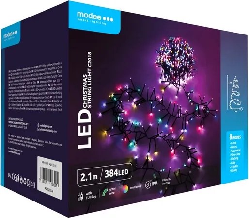 Karácsonyfa fényfüzér többszínű 384 Led 2,1 m