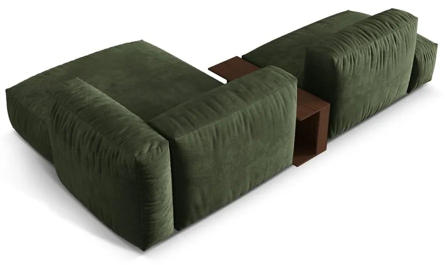 Zöld bársony moduláris sarokkanapé (jobb oldali-heverő résszel) Martina – Micadoni