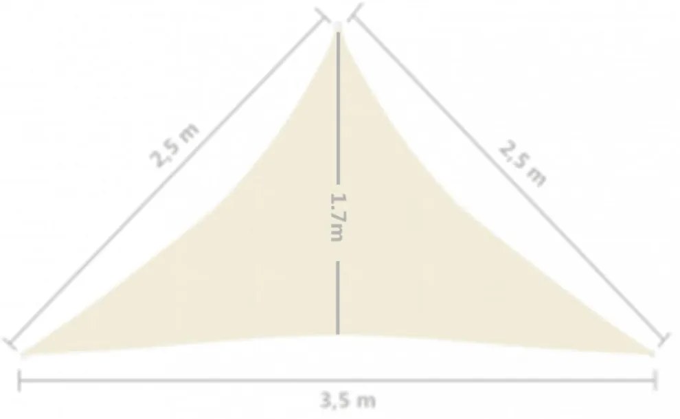 krémszínű HDPE napvitorla 160 g/m² 2,5 x 2,5 x 3,5 m