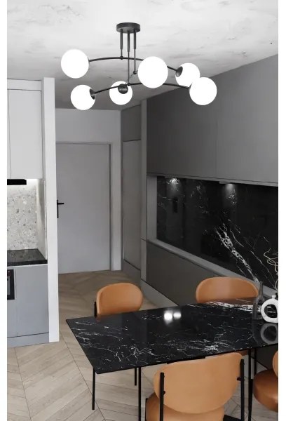 Csillár PREGOS 6xE14/10W/230V fekete/fehér