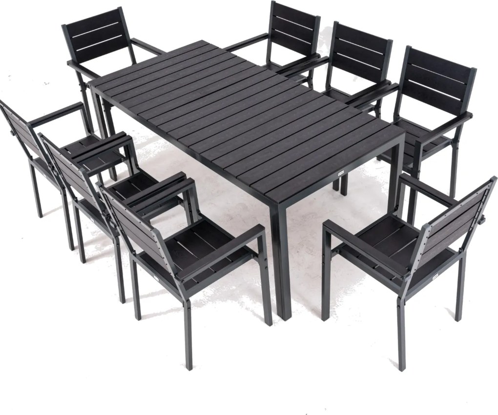 Furnigo Alumínium Mainz 1+8 kerti bútor szett - fekete