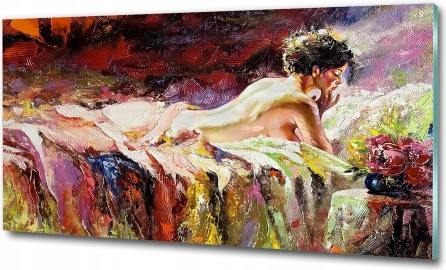 Fotó-kép edzett üveg Fekvő nő 100x70