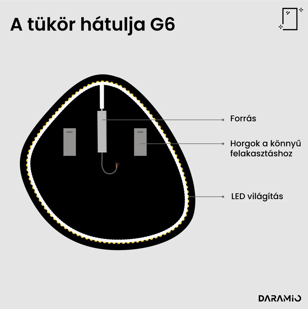 Aszimmetrikus tükör LED-világítással G6