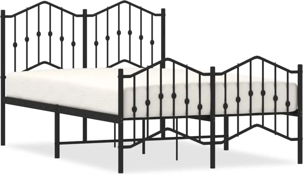 vidaXL fekete fém ágykeret fej- és lábtámlával 120 x 200 cm