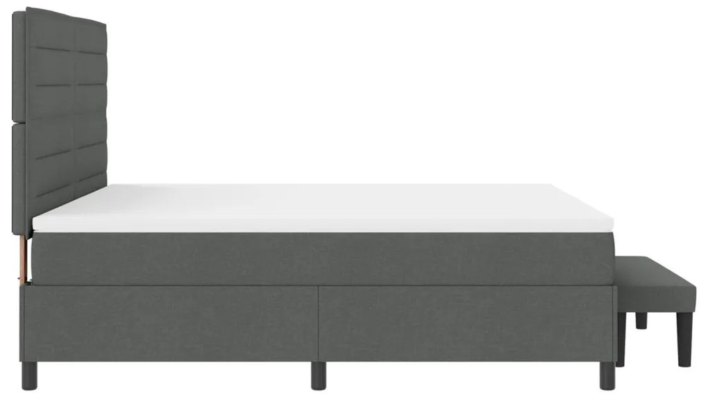 vidaXL Box Spring Ágy Mattal és Pad Sötétszürke 180x200 cm Szövet