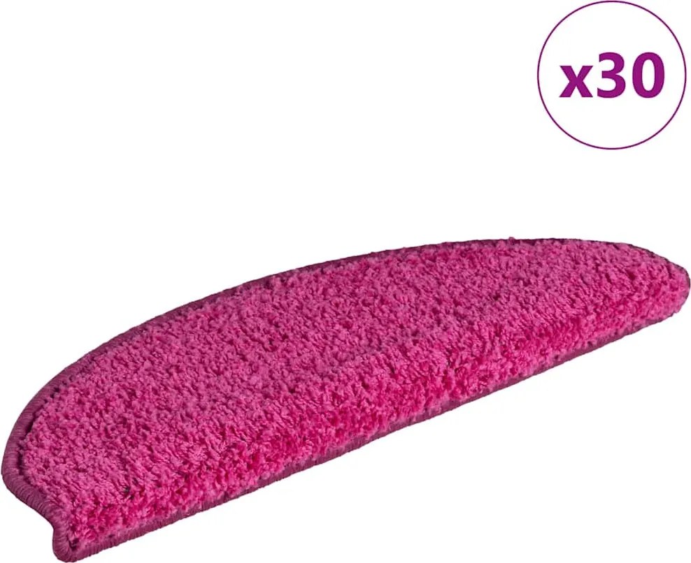 vidaXL 30 db rózsaszín, félkör alakú, nagy lépcsőszőnyeg 65 x 21 x 4 cm